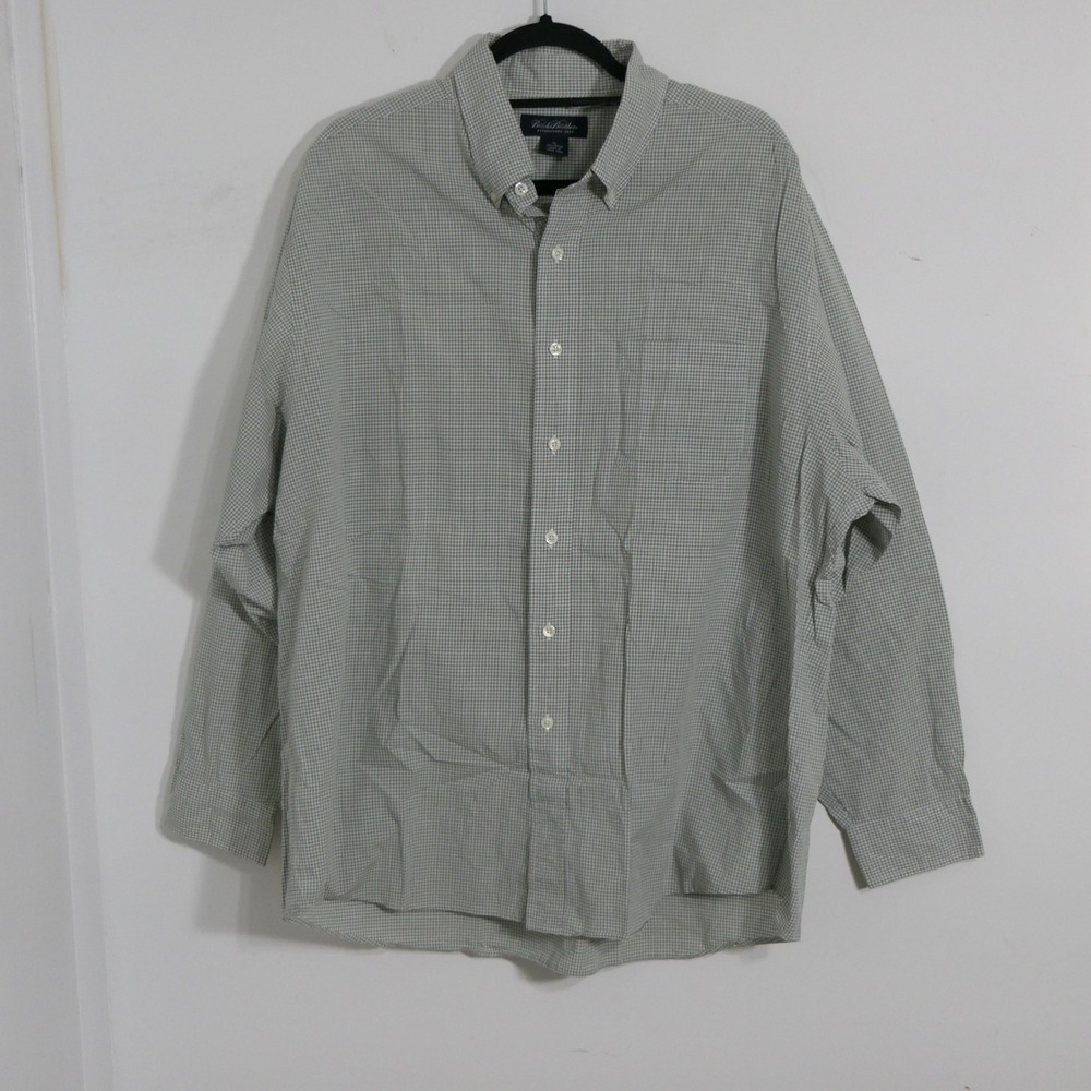 Brooks Brothers Men Shirt XL Sage Green Gingham Preppy Ivy League Coastal Earthy